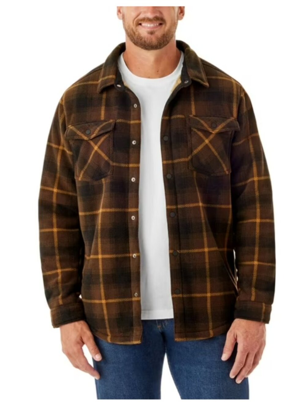 Member's Mark Brown Plaid Sherpa Lined Jacket In Small NWT